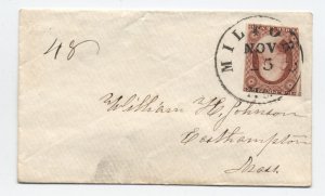 1850s Milford MA #11A cover [h.4755]