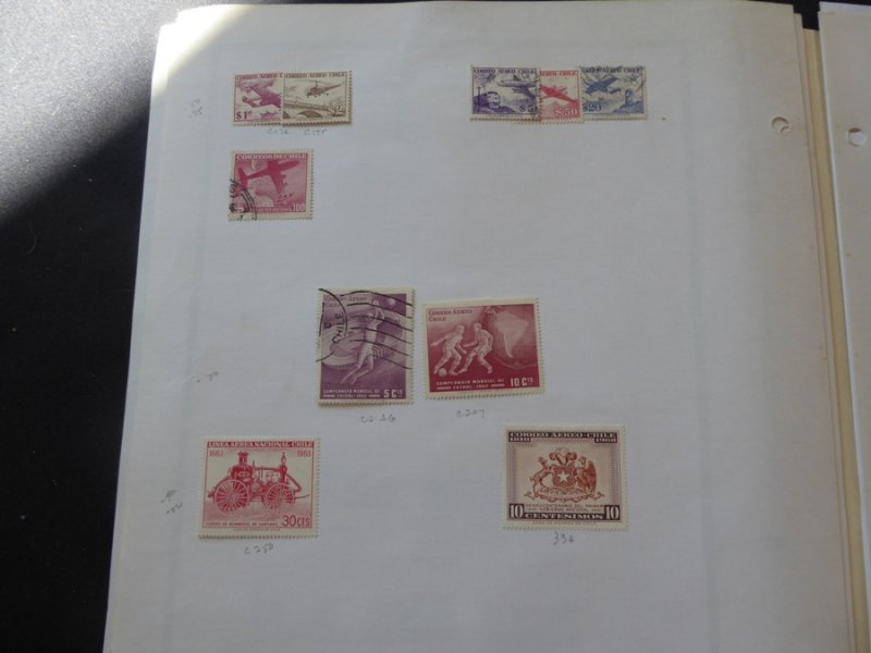 Chile Airmails and Telegraph Stamp Collection 1936-1970 on Yvert Album Pages