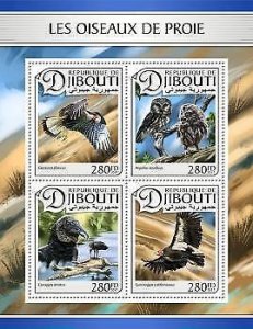 2017 Djibouti Mnh Birds Of Prey. Michel Code: 1473-1476. Scott Code: 1116