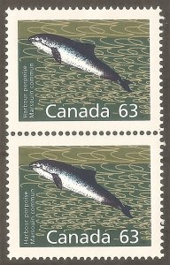 CANADA Sc# 1176 MNH FVF Pair Harbour Porpoise Fish