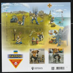 Ukraine 2022 Patron the Dog, Scott No(s). B12, Michel No(s). 2043-2050 MNH Sheet