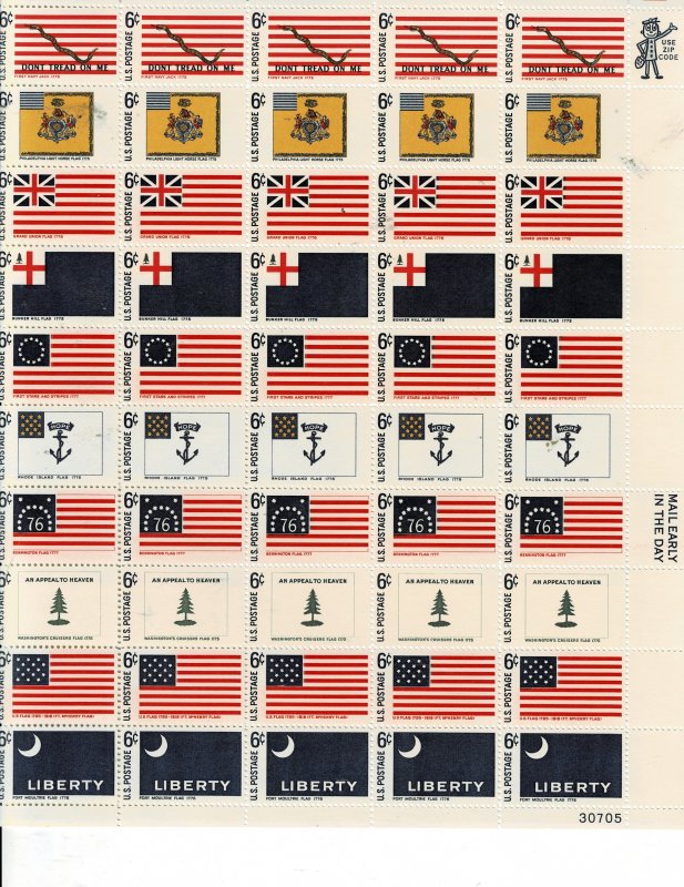 Historical Flags 6c US Postage Sheet #1345-54 VF MNH