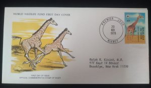 EL)1978 NIGER, WORLD WILDLIFE FUND, WWF, GIRAFFE, CIRCULATED TO NEW YORK - USA,