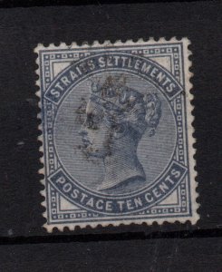 Straits Settlements 1880 10c blue WMK CC SG49 fine used WS36789