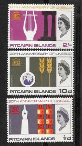 Pitcairn # 64-66  UNESCO  (3)  Mint NH