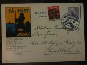 1941 Goteborg Sweden Field post Postcard cover To Stockholm Label