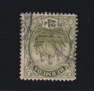 Bermuda, SG 81aw, used Watermark Inverted variety