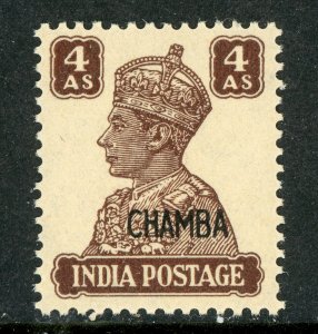 India 1943 KGV Chamba Convention States 4a Scott # 97 MNH V59