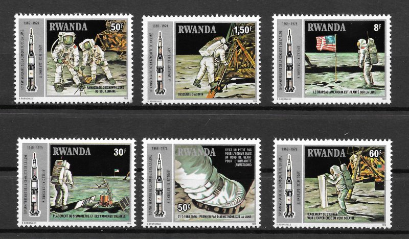 RWANDA MNH SET SC#951-956 SPACE SCV$5.75 VERY NICE SET