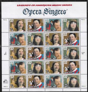 US #3157A 1997 AMERICAN MUSIC SERIES (OPERA)- PANE OF 20 32 CENT STAMPS-MINT NH