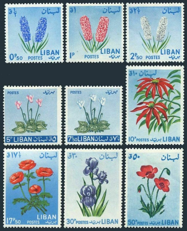 Lebanon 418-426,C391-C397,hinged.Mi 847-855,856-862. Flowers:Hyacinths,Anemone,