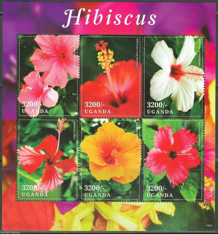 UGANDA 2014  HIBISCUS  SHEET MINT NH 