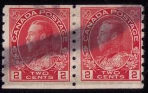 CANADA Sc 127  Used KGV 2c perf 8 vert. PAIR F-VF