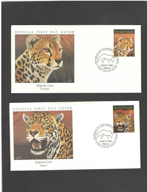 MARSHALL ISLANDS:   4 FIRST DAY COVERS-MAJESTIC CATS -Fine Used. 