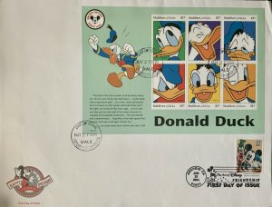 HNLP Hideaki Nakano 3865 Mickey Mouse Goofy Donald Duck Maldives Souvenir Sheet