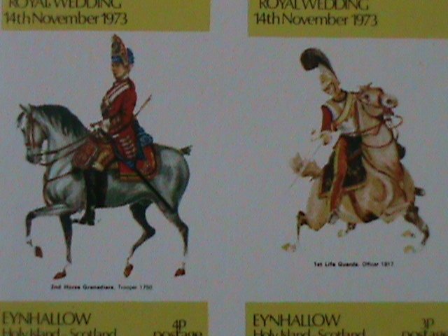 ​EYNHALLOW-SCOTLAND 1973--ON HORSE UNIFORM SOLDIER IMPERF MNH SHEET-VF EST.$14