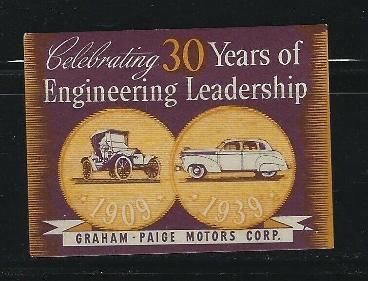 UNITED STATES - GRAHAM-PAIGE MOTORS CORP POSTER STAMP MNH CELEBRATING 30 YEARS