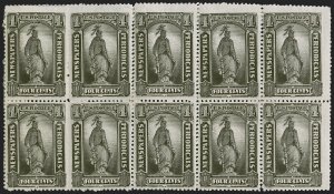 MOMEN: US STAMPS #PR92 NEWSPAPER BLOCK OF 10 MINT OG H CAT. $6,000 LOT #80643