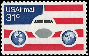 U.S. Scott # C90  1976 31c multi  Global Views ; TAGGED mint-nh- vf