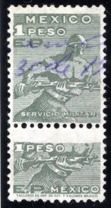 R894A, MEXICO, 1957, EP Issue, 1P, Dep olive green, with talon, Internal ...