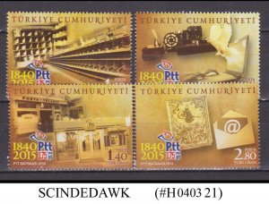 TURKEY - 2015 175th ANNIVERSARY OF PTT 4V MNH