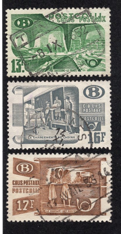 Belgium 1950-52 13fr, 16fr & 27fr Parcel Post, Scott Q330, Q332-Q333 used