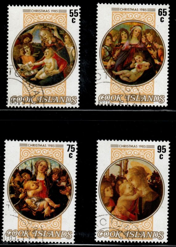 Cook Islands Scott 888-891  Christmas 1985 Art stamp set. Used favor canceled