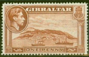 Gibraltar 1938 1d Yellow-Brown SG122 P.14 Fine Lightly Mtd Mint