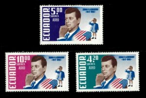 Ecuador 1964 - JFK, Kennedy In Memoriam - Set of 3 Stamps Scott #C429-C431 - MNH