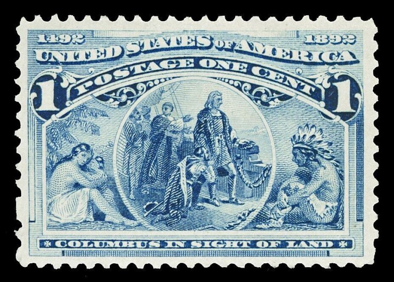 Scott 230 1893 1c Deep Blue Columbian Issue Mint VF OG NH Cat $32.50