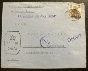 1940s Dehra Dun India POW Prisoner Of War Camp Cover to Berlin Germany