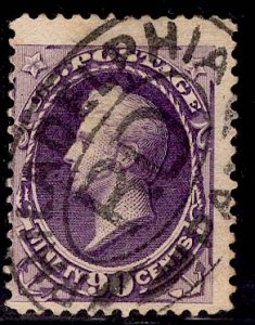 US Stamp #218 90c Purple Perry USED SCV $225.