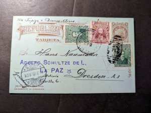 1905 Bolivia Postcard Cover La Paz to Dresden A3 Germany Hans Naumann