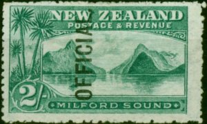 New Zealand 1907 2s Blue-Green SG066 Fine & Fresh MM