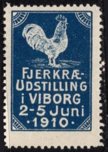 1910 Denmark Poster Stamp Poultry Exhibition In Viborg June 2-5