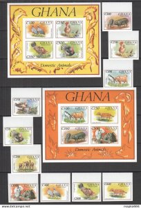 Ss1226 Imperf Ghana Fauna Domestic Animals Birds Dogs !!! 2Kb+1Set Mnh