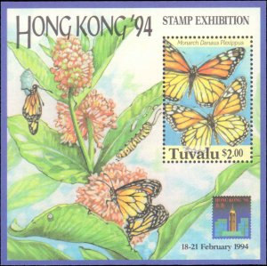 Tuvalu #657, Complete Set, 1994, Flowers, Butterflies, Stamp Show, Never Hinged