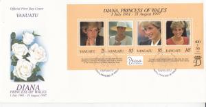 Vanuatu 1998 Diana Princess of Wales Commemoration Minisheet FDC Unadressed VGC