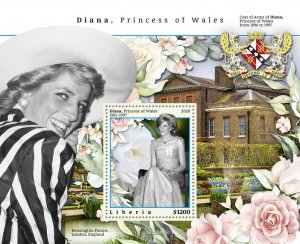 LIBERIA - 2020 - Princess Diana - Perf Souv Sheet -Mint Never Hinged