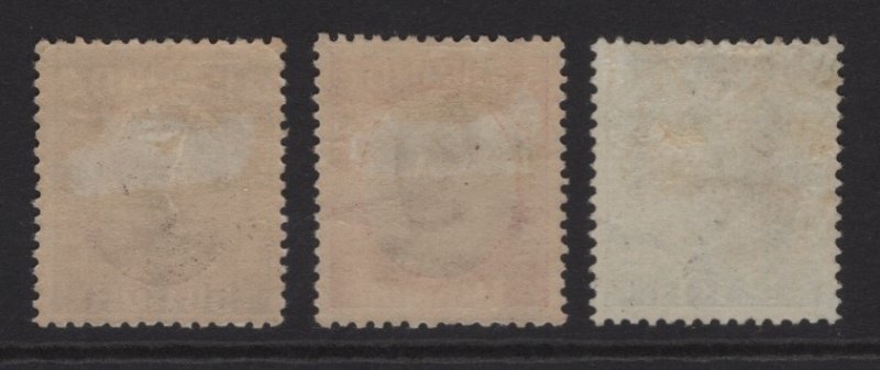 Iceland 1920-1930 50a, 1k & 2k Christian X Officials #O46, O47 & O48 VF Mint MH