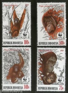 Indonesia 1989 Orangutans Monkey Wildlife Animal Fauna Sc 1382-85 WWF MNH # 3522