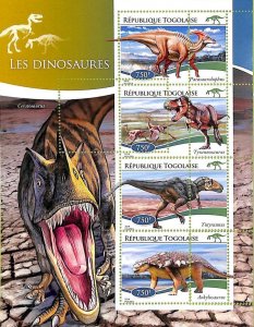 A8855 - TOGO -ERROR MISPERF Stamp Sheet - 2014 PREHISTORICS DINOSAURS