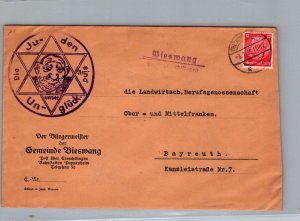 1936 Truechtlingen Mayor Germany Judaica Cover to Bayreuth SCARCE