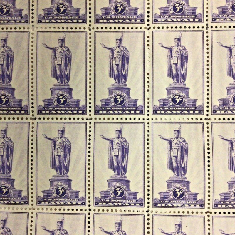 799 Hawaii Territory Statue of Kamehameha  Lot of 5 sheets MNH 3 c Sheet of 50