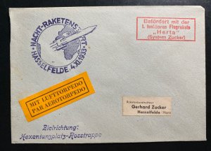 1933 Hasselfelde Germany Lufttorpedo Herta rocket Night Flight Air cover Zucker