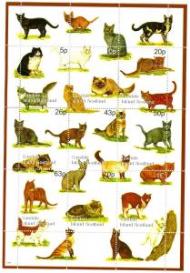 Easdale Island Scotland 1999 DOMESTIC CATS Sheet Perforated Mint (NH)