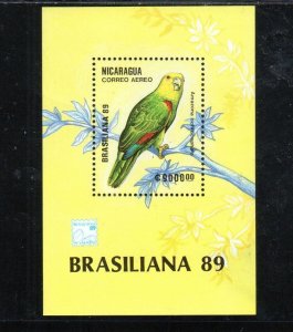 NICARAGUA #C1179 1989 BIRDS, BRASILIANA '89 MINT VF NH O.G S/S