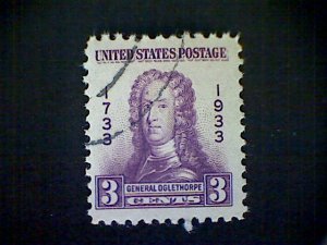 United States, Scott #726, used (o), 1933, Oglethorpe, 3¢, purple