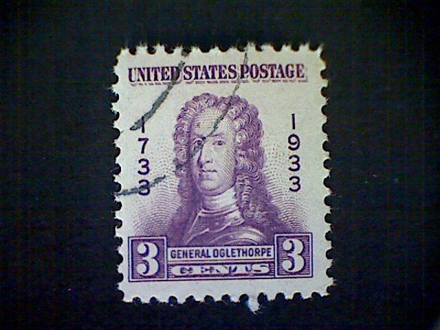 United States, Scott #726, used (o), 1933, Oglethorpe, 3¢, purple