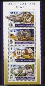 SOLOMON ISLANDS 2015 OWLS  SHEET   MINT NH